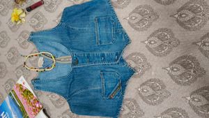 Denim Vest with Pocket Detail