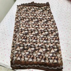 brown 🤎 dimond work saree with padded blouse