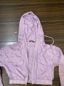 Lilac Cropped Hooded Jacket