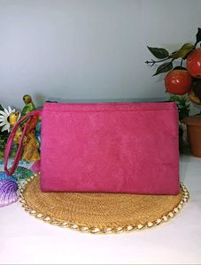 Embroidered Pink Hand Purse