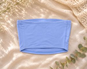 Blue Strapless Tube Top