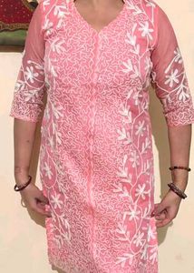 Pink Chikankari Kurta Set