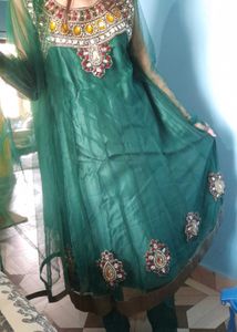 Emerald Green Heavily Embellished Anarkali Suit