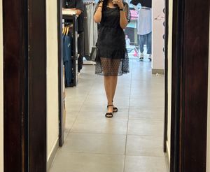 Sequinned Black Lace Dress
