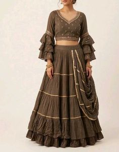Olive green lehenga choli dress