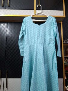 Chic Sky Blue Printed Kurti Set with pant