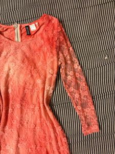 Coral Lace Sheath Dress