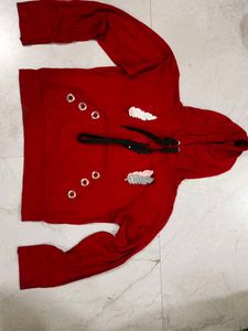 Red Feather Accent Hoodie