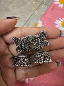 Antique Silver Jhumka Earrings