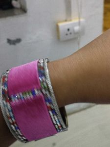 Pink &amp; Silver Cuff Bracelet