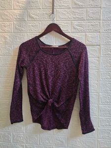 Purple Knot Front Long Sleeve Top