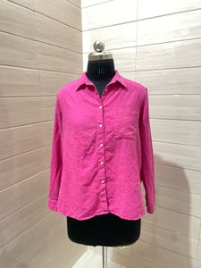 Vibrant Pink Oversized Button-Down Shirt