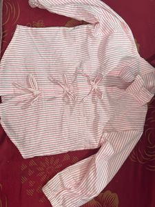 Pink Striped Button-Up Top