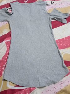 Grey Cold Shoulder Ribbed Top