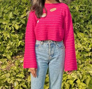 H.M Women's Hollow Out Crochet Knit Crop Top