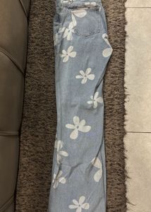 Floral Print wide Leg Jeans