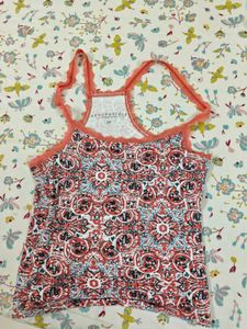 Printed Tank Top with Lace Trim Abercrombie H&amp;M