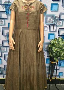 Elegant Embroidered Brown Gone With Dupatta Katan