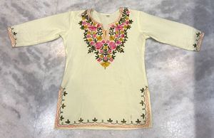 Embroidered Cream Kurti