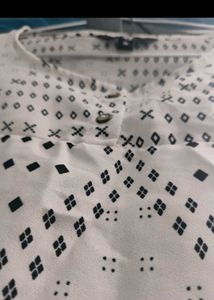 White Printed Short Sleeve and Pink Tunic Top