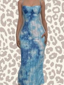 NEWME Blue Tie-Dye Bodycon Midi 🌊