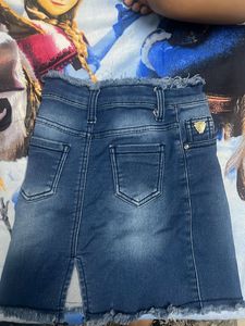 Cute Denim Skirt with Graphic Print