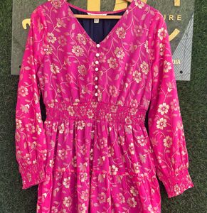 Flared  Dress With Foil Print