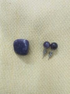 Amethyst Stud Earrings & tumble Stone