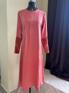 Elegant Coral Ethnic Gown