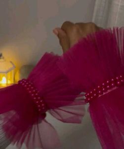 pink net Hand gloves
