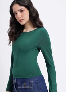 Green Bell Sleeve Top