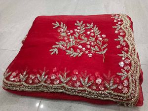Red Embroidered Silk Saree