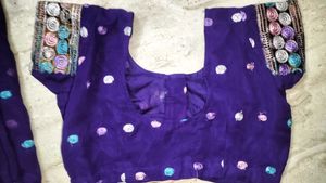 💜 Deep Purple Embroidered Saree