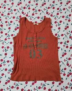 Orange Henley Tank Top