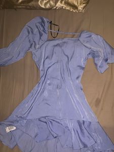 forever 21 puff sleeves baby blue mini sundress