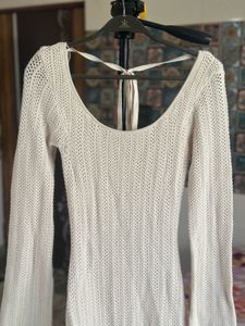 🔥Cream Knit Dress with Tie Back🔥