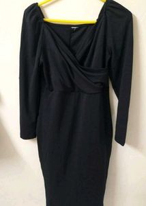 Chic Black Long Sleeve Wrap Dress