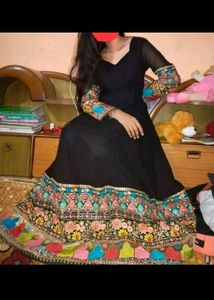 Embroidered Black Gown