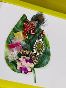 Ganesha Decorwdt Peacock Feather haldi kumkum