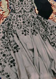 Elegant Grey Floral Gown