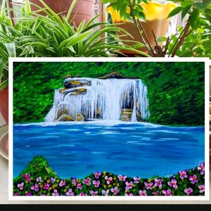 waterfall landscape painting