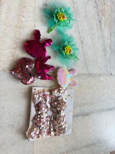Cute Sequin &amp; Tulle Hair Clips Set