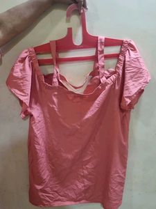 Chic Coral Cold Shoulder Top