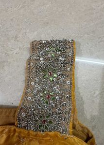 Golden yellow designer embroidery sharara