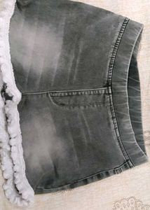 Denim Shorts with Lace Trim
