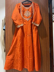 Orange Embroidered kurta set