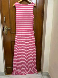 Harpa Pink &amp; White Striped Maxi Dress