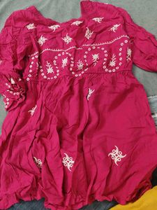 Beautiful Embroidered Flared Pink Dress