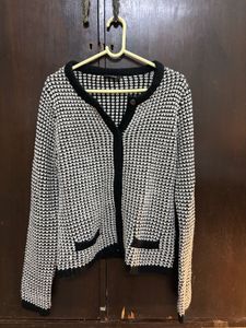 Classic Black & White Knit Cardigan