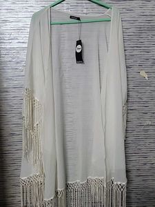 White Fringed Sheer Cape/Dupatta